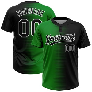 Camiseta de Béisbol Personalizada Verde y Negra para Hombre, Manga Corta, Cuello en V, Absorbe la Humedad, Nombre y Número del Equipo Sublimados - Product Image 1
