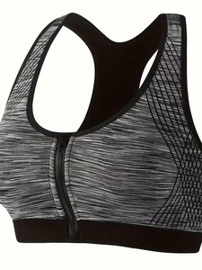Bralette Deportivo de Alto Impacto con Cierre |   Sujetador deportivo con espalda cruzada y almohadillas para mujer |   Top Deportivo Corto de Punto Sin Costuras con Efecto Heathered - Product Image 2