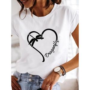 Camiseta Elegante con Cuello Redondo para Mujer, Impresión Personalizada al por Mayor, Ecológica, Informal, de Invierno, 100% Algodón, Decoración Bordada, Personalizada - Product Image 2