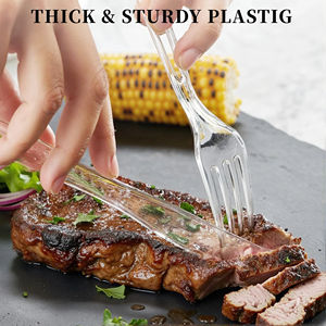 Ensemble de couverts classiques jetables en PP/PS biodégradable, écologique, sans BPA, recyclable, de qualité alimentaire, pour fêtes (fourchettes, couteaux, cuillères) - Product Image 4