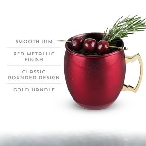 Chopes à bière en métal rouge antique de qualité supérieure, 400 ml, écologiques, design classique, avec poignée, pour bars, hôtels, restaurants, pour boire de la vodka - Product Image 5