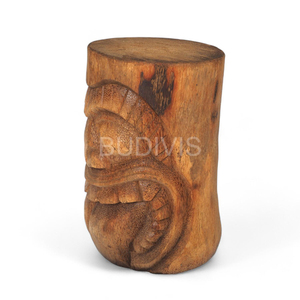 Taburete de Madera con Cara de Tiki Sonriente, Muebles Hechos a Mano de Estilo Polinesio para Venta al por Mayor, Diseño Interior Tropical - Product Image 4