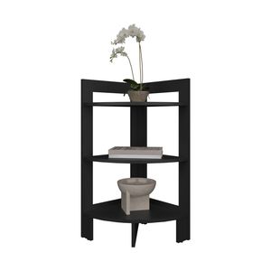 Sharon <b>Corner</b> Living Room Bookcase in Black Elegant Bookshelf Design - Product Image 3