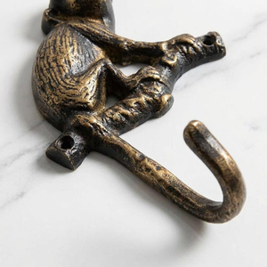 Gancho de Pared de Latón Antiguo con Diseño de Mono, Perchero Metálico Rústico con Diseño de Animal de la Selva, Herraje Decorativo para Dormitorio y Entrada - Product Image 5