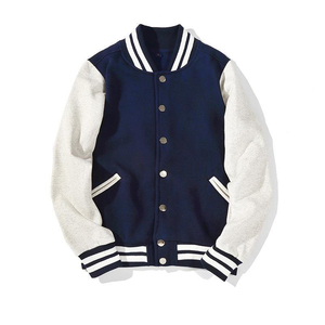 Veste de baseball en molleton de coton de qualité supérieure, col montant avec manches contrastantes, pour homme et garçon, automne-hiver - Product Image 1