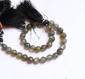 Cuentas Redondas Facetadas de Labradorita Natural AAA de 7-8 mm, Cuentas de Piedras Preciosas de Labradorita, Cuentas Redondas de Labradorita de 10 Pulgadas para Hacer Joyas - Product Image 1