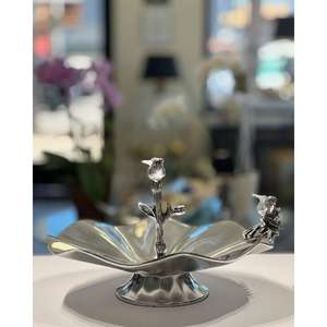 ชามผลไม้แบบมีฐานลายกลีบกุหลาบ รูปทรงนก เงางาม ตกแต่งด้วยลายดอกไม้ ชามสีเงิน สำหรับตกแต่งโต๊ะงานเลี้ยง รุ่นใหม่ล่าสุด - Product Image 1