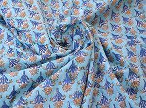 ผ้าพิมพ์ลายดอกไม้สไตล์อินเดีย 100% ผ้าฝ้ายเนื้อนุ่มบริสุทธิ์ สำหรับเสื้อผ้า-ชุดเดรส ผ้าม่าน ชุดนอน ผ้าคลุมเตียง และอื่นๆ อีกมากมาย - Product Image 5