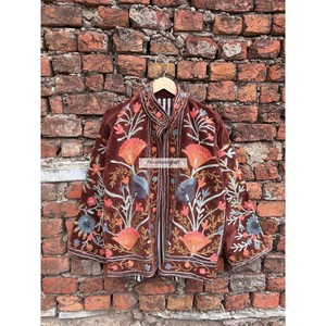 เสื้อแจ็คเก็ตกำมะหยี่แบบยูนิเซ็กซ์ เสื้อแจ็คเก็ตปักลายแฮนด์เมดพร้อมกระเป๋าข้างสองข้าง เสื้อแจ็คเก็ตสไตล์โบโฮชิค เสื้อแจ็คเก็ตลำลอง เสื้อโค้ทผู้หญิง - Product Image 6