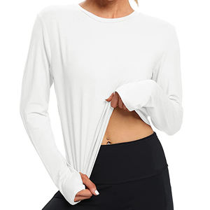 Ropa Deportiva, Tops de Yoga para Mujer, Logotipo Personalizado Impreso, Lisos, para Gimnasio, Entrenamiento, Top de Yoga de Manga Larga para Mujer - Product Image 3