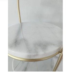 Support à gâteau ovale à deux niveaux avec plateau en marbre, cadre en métal doré, style glamour, présentoir à desserts pour fêtes - Product Image 6