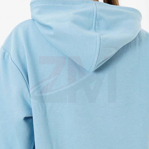 เสื้อสเวตเชิ้ตมีฮู้ดสีฟ้าอ่อนสำหรับผู้หญิง ทรงโอเวอร์ไซส์ ผ้าฝ้ายถัก สีพื้น สวมใส่สบายๆ ในฤดูใบไม้ร่วง มีกระเป๋า - Product Image 5