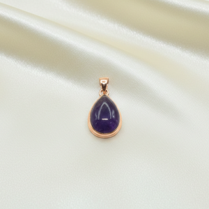 Pendentif en améthyste violette naturelle en forme de goutte, en argent sterling 925 plaqué or rose et or jaune, fait main, bijou de guérison pour elle - Product Image 3