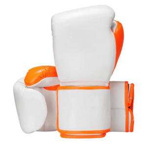 Gants de boxe en PU blancs et orange, fermeture à lacets au poignet, respirants, équipement de boxe pour adultes - Product Image 1