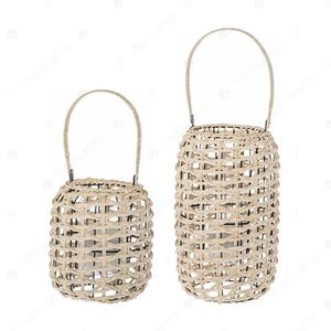 Vietrustic <b>Top</b> Sale Garden Lantern Glass Candle Holder Bamboo Rattan Lantern Wicker Holder Candle - Product Image 4