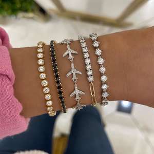 Women's 14K 18K <b>Solid</b> Gold Diamond Tennis <b>Bracelet</b> Round Brilliant Cut IGI Certified Wedding Classic Style Stackable Bangles - Product Image 6
