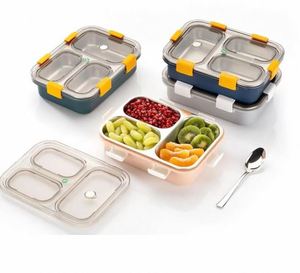 High Stainless Steel Airtight Leak Proof 3-Compartment 800ml Food <b>Storage</b> Lunch <b>Box</b> for Teenagers Adults Easy Clean Bulk Price - Product Image 1