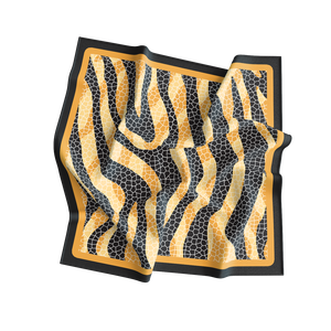 Women's Square Silk Scarf Animal Print Reversible Zebra Pattern Black Yellow Digital Printing Breathable Lightweight All Seasons - Product Image 1