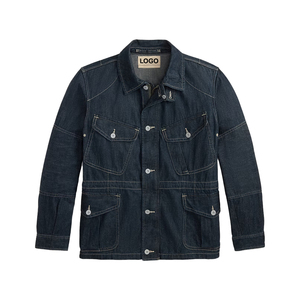 Hot Seller Premium Indigo Denim Heavy Denim Horn Button Field <b>Jacket</b> <b>Men</b> Vintage Defense Workwear OEM Custom Heritage American - Product Image 1