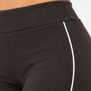 Conjunto de chándal de forro polar para mujer: Chaqueta con cremallera y pantalones acampanados con costuras ribeteadas, cómodo, informal, para uso diario o entrenamiento, pedidos al por mayor. - Product Image 5