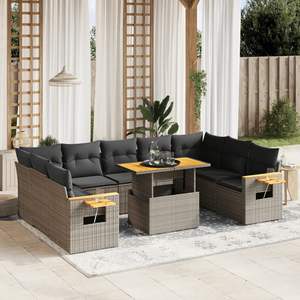 Conjunto de Sofás de Jardín de Ratán Gris Oscuro, 6 Plazas, Resistente a la Intemperie, Muebles de Exterior de Diseño Contemporáneo - Product Image 1