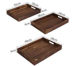 Plateau de service rustique en bois avec poignée, plateau de table basse rectangulaire en bois style ferme, plateau décoratif pour cuisine, nourriture et petit-déjeuner - Product Image 4