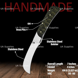 UA Supplies High End Industrial Grade Stainless Steel <b>Liner</b> Lock Folding Hunting Knife Hawk Bill Foldable Pocket Knife Micarta - Product Image 2