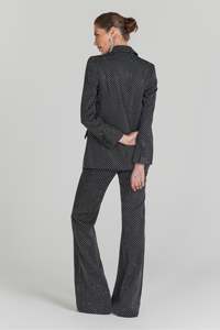 Ensemble tailleur 2 pièces pour femme avec blazer à revers crantés et pantalon évasé en crêpe élégant, coupe droite longueur pleine, collection Diamond Glow - Product Image 6