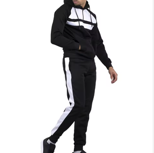 Conjunto Deportivo Informal para Hombre, Sudadera con Capucha y Pantalones Deportivos en Color Negro, con Bloques de Color, Logotipo Personalizado, Dos Piezas, Ropa Urbana - Product Image 4