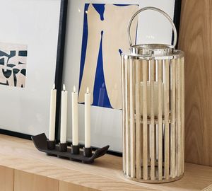 Wholesale Stainless Steel and Wood Candle Holder <b>Lantern</b> Handmade Round Shape <b>Lanterns</b> for Home Decor - Product Image 5