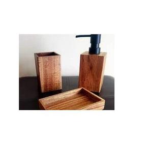 New Arrival Wooden Bathroom Accessories Set with Soap Dispenser Toothbrush Holder For Spas Hotels Bathroom Organizer Wholesale - Product Image 5