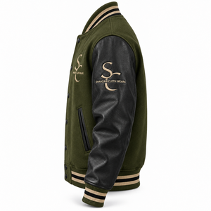 Veste bomber varsity unisexe Shahzaib Cloth Wears Y2K Streetwear, coupe ample, patchs en chenille, col mandarin, doublure en polaire - Product Image 3