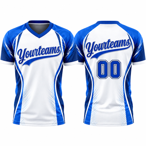 Maillot personnalisé sublimé à col en V unisexe à manches courtes en polyester anti-humidité pour adultes – Tenue de sport pour équipe - Product Image 1