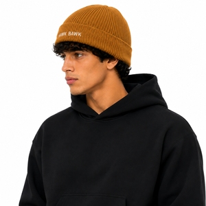 Bonnet en tricot unisexe avec revers plié, motif lettre brodé, style décontracté et confortable pour l'hiver, bonnet personnalisé - Product Image 3