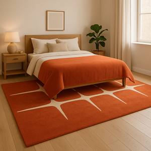 Tapis en laine fait main sur mesure, rouge et blanc, motif croisé, antidérapant, adapté aux animaux domestiques, pour pique-nique et usage domestique, tapis artistique de luxe à poils longs - Product Image 3