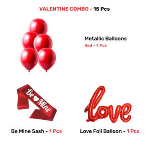 Kit Combinado Rojo Premium Love Be Mine |   15 Globos Rojos de Amor y Corazón, Globos de Aluminio |   Banderola y Estandarte Love Be Mine - Product Image 2