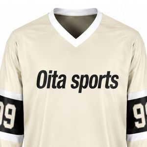 Men White Black <b>Ice</b> Hockey Jersey Long Sleeve Polyester Sports Shirt Team Uniform Training Match Wear Athletic Apparel - Product Image 3