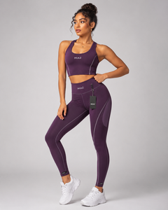 Ensemble de yoga pour femme MIAZ : Leggings taille mi-haute longueur intégrale et crop top dos nageur avec bordure contrastante, sans couture, respirant et infroissable - Product Image 4