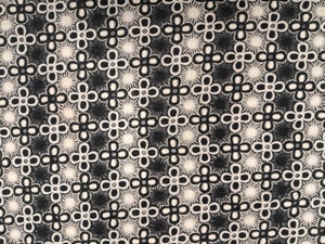 Tissu en coton GPO géométrique noir et blanc de qualité supérieure, directement de l'usine - Matière en dentelle guipure à contraste élevé pour robes - Product Image 4