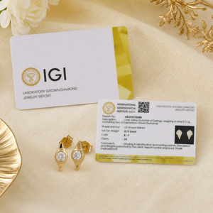 Boucles d'oreilles en or massif 10 carats avec diamant de laboratoire certifié IGI, taille brillant rond, nouvelle arrivée, bijoux pour femme, fiançailles, mariage - Product Image 6
