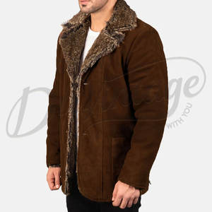 Abrigo de Cuero para Hombre, Color Marrón, con Forro de Piel Sintética de Primera Calidad, Solapa con Muescas, Chaqueta de Cuero Genuino Cálida para Invierno, Estilo Casual - Product Image 5