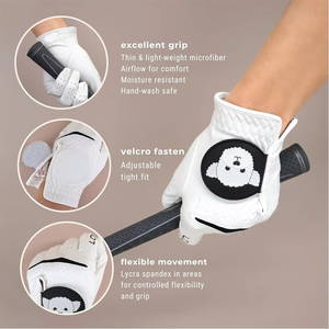 Guantes de golf blancos y naranjas de cuero Cabretta, antideslizantes, transpirables, unisex, modelo VV-GG-632 de Vantrex Industries - Product Image 6