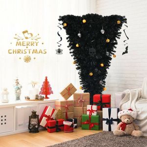 Upside Down 6 Feet Artificial Christmas <b>Tree</b> with 270 Purple LED <b>Lights</b> - Product Image 1