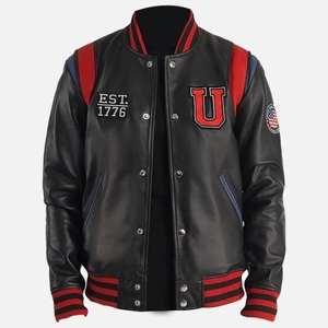 Veste en cuir Phi 2026 |    Veste brodée de fraternité |   Veste brodée de fraternité, veste bomber personnalisable - Product Image 1