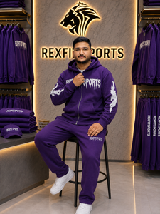 เสื้อฮู้ดซิปแบบเต็มตัว REXFITSPORTS 2026 รุ่นสั่งทำพิเศษ สีม่วง สำหรับทุกเพศ ผลิตจากผ้าฝ้ายผสมโพลีเอสเตอร์ ผ้าฟลีซ สไตล์สตรีทแวร์ เหมาะสำหรับออกกำลังกายและสวมใส่ลำลอง - Product Image 2