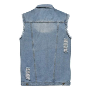 Gilet en jean sans manches pour homme, fabriqué en usine, le plus vendu, avec poches avant – Gilets et vestes en jean en promotion - Product Image 2