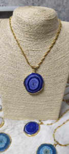 Vente chaude de haute qualité de qualité supérieure solaire Quartz cristal pendentif haut tendance bijoux de mode placage doré Agate naturelle - Product Image 4