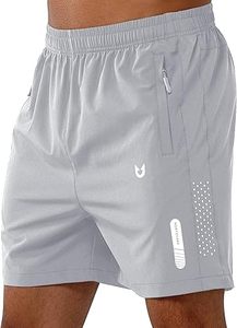Shorts de sport gris clair pour homme, avec cordon de serrage, décontractés, pour l'entraînement et la gym, avec poches latérales - Product Image 2