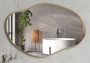 Espejo de Vanidad, Espejo de Pared Elegante, Decoración de Pared con Espejo, Espejo de Pared Orgánico, Espejo Irregular, Espejo Ondulado, Espejo Nube - Product Image 1