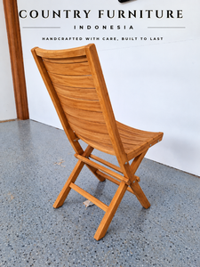 Chaise de salle à manger pliante en bois, dossier à lattes moderne, siège pliable pour l'extérieur - Product Image 2